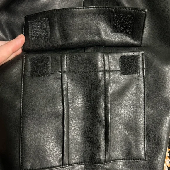 Club Exx Groundwork Cargo Flare Vegan Leather Lace-Up Low Rise Pants DollsKill - Picture 8 of 14